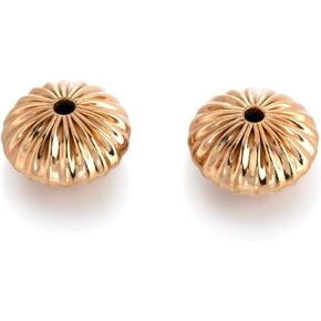 Yellow Gold Filled 10mm Flat Corrugated Bead, Saucer Shaped Beads Use as Decorative Elements for Jewelry Necklaces Bracelets Earrings, 2 Pcs