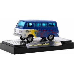 M2 1965 Econoline Van Gasser Blue Metallic with Flames Limited Edition to 6050 Pieces Worldwide 1/64 Diecast Model Car Machines 31600-GS14