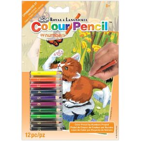 Royal and Langnickel Mini Colour Pencil by Number Kit 5 inch x 7 inch - Kitten and Butterfly