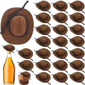 24 Pcs Flocked Cowboy Hats - Mini Doll & Decorative Hats