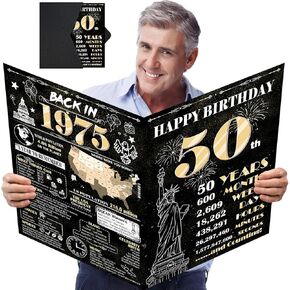 Large 85th Birthday Card With Envelope, Jumbo Happy Birthday Cards for Men Women, Black Gold Giant Guest Signature Book, Back in 1940 Big Vintage Greeting Card Decoration Bday Gift Party Supplies