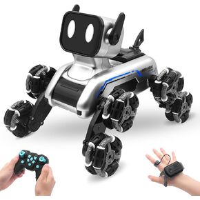 8WD Gesture Sensing Stunt RC Cars, Toys Gifts for Kids 6-12 Year Old Boys Girls, 2.4Ghz Remote Control Cars, Cool Lighting with Music, Gray (Blue)