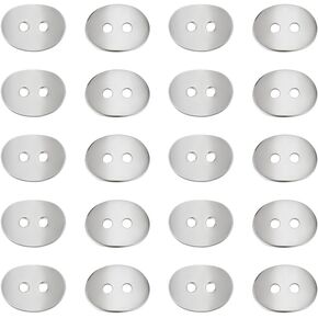 UNICRAFTALE 20pcs 304 Stainless Steel Sewing Buttons Curved Flat Oval Metal Buttons with 2-Hole for Bracelet Making and Crafting 14x10x1mm, Hole 2mm