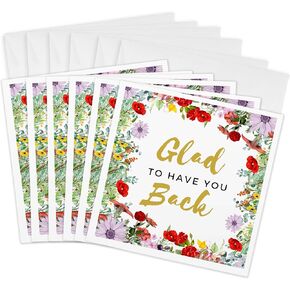 3dRose Greeting Card - Glad to Have You Back Floral Welcome Return from Job Office Work Leave - Occasions
