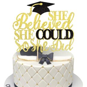 1 PCS 2025 Graduation Cake Topper with Glitter Grad Cap Diploma High Heel Girl Graduation Cake Pick 2025 Senior Graduation Cake Decorations for 2025 Girl Graduation Theme Party Supplies Gold