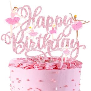 Ballet Cake Topper Ballerina Birthday Decorations Pink Ballet Dancer Birthday Cake Topper Ballet Dancing Cake Pick Decor for Princess Dance Theme Baby Shower