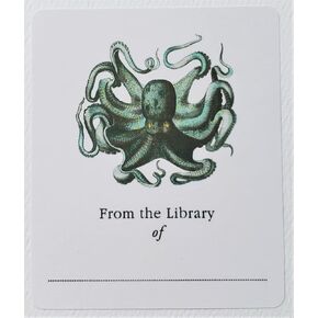 Bookplate with OCTOPUS Illustration. Set of 10. 3" H x 2 1/2" W Fill in Style