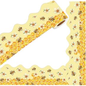Bee Bulletin Borders 69Ft Bee Honey Bulletin Board 60Pcs Back to School Decoration Borders for World Bee Day Summer Party Home Office Decoration (Honey Bee)