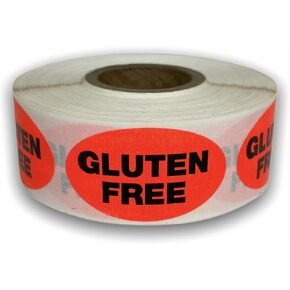 Gluten Free - Bright Food Packaging Stickers | 875"x1.5" Oval | Peel and Stick | 500 Labels