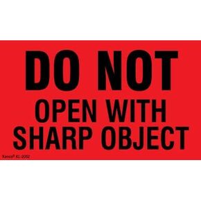 Kenco 3" X 5" Do not Open with Sharp Object Fluorescent Shipping Label Stickers - 500 Labels Per Roll