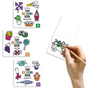 Tiny Expressions Mini Coloring Books for Adults and Kids (3x3 Inches) - Pocket Size | Bulk 5 Pack Small, Simple Stress Relief Coloring Book for Relaxation, Mindfulness & Anxiety