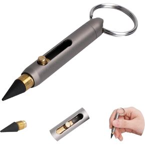 SMOOTHERPRO Mini Forever Pencil with Keychain, TItanium Portable Infinity Inkless Metal Pencil for Note Taking, Sketch, Drafting, Writing, Office