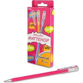 Pentel Mattehop Gel Pens, Cheerful Colors Box Set, (1.0mm), Bold Line, 7 Assorted Colors (K110-V7STB)