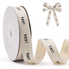 Cotton Ribbon for Gift Cake Present Wrapping Craft DIY, Fun Happy Yay! Ribbon 5/8 Inch x 10 Yards