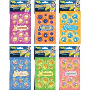 Just For Laughs Dr. Stinky's Scratch N Sniff Stickers 6-Pack, Blueberry, Popcorn, Cupcake, Blue Snowcone, Banana, Bubblegum, 162 Total