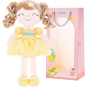 Gloveleya Personalized Curly Dolls - Add Your Name Cute Custom Pink Doll for Girls Custom Soft Plush Doll Gift