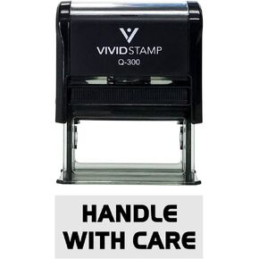 Handle with Care Self Inking Rubber Stamp (Black Ink) - Large