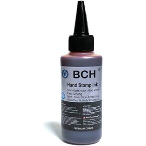 Violet Color Re-Entry Stamp Ink by BCH for Event Admittance - Skin-Safe with Aloe Vera Extract - 3 oz Violet