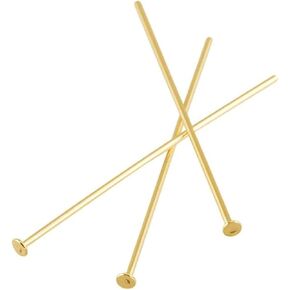 Yellow Gold Filled Pin with 0.5 Thick 40mm Long Flat Head - Elegant Nail Post for Jewelry Making, Sold in Packs (20 Pieces) Jewelry Findings, Jewelry Closure Part Supplies, DIY Jewelry Crafting