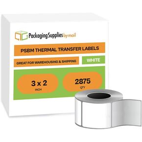 PSBM Thermal Transfer Labels, 4x2 Inch, 4 Rolls, 2875 Labels/Roll, 3 Inch Core, Perforated, Must Have Thermal Ribbon (Not Included) in Saudi Arabia