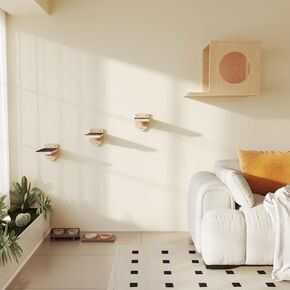 MeowHomm Cat Wall Shelves Cat Wall Furniture with Condo and 3 Steps, Climbing Shelf Wall Mount for Indoor Cats, Wall-Mounted Furniture for Kittens