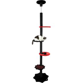 KAMABOKO Gothic Cat Tree, Floor to Ceiling Cat Tower Ajustable Height [96.8-108.3 Inches], 5 Tiers Black Cat Tower with Scratching Posts for Indoor Large Cats