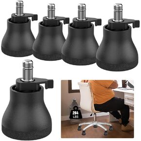 Bell Glides Replacement Office Chair Set of 5,Office Chair Wheels with Felt Pads, Bell Glides with Glide and Stopper, On/Off Setting for Hardwood Floors and Carpet