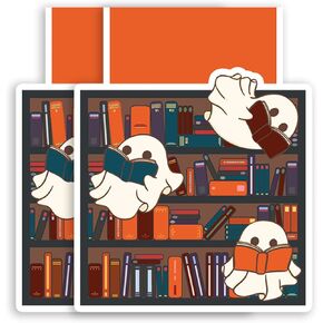 (2Pcs) Halloween Bookshelf Magnetic Bookmark Ghosts Reading Book Book Page Markers Gift for Reading Lover Nerd Book Addict Bookish Bookworm Reader Office Stationery - Size 2.3"x1.8" When Folded