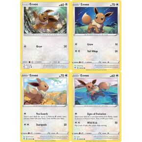 Eevee - Pokemon - 4 Card Lot - Hidden Fates Vivid Voltage Evolving Skies - 125/203-49/68