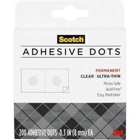 Scotch Adhesive Ultra Thin Dots, Clear, 200 Count, Great for Card Making and Scrapbooking (010-200UT-CFT)