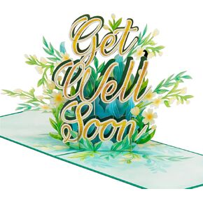 Get Well Soon Pop Up Card, Blossoming Field, Flowers, 3D Greeting Cards, Gifts for Mom, Mother in Law, Wife, Girlfriend, 5x7 - Includes Envelope And Message Note