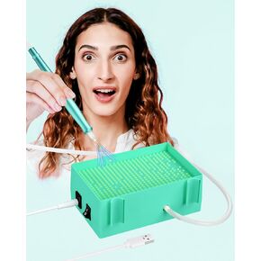 Electric Diamond Painting Pen – Plug-in Vacuum Drill Picker Tool with Built-in Tray, No Wax Needed, USB Diamond Art Painting Pen for Adults & Kids, E-Painter for Diamond Painting Kits(Green)