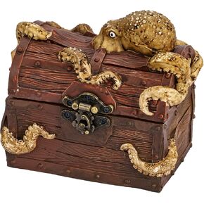 Retro DND Dice Storage Box, Octopus D&D Dice Box Great Gift for Dungeons and Dragons Players DM Masters RPG Tabletop Game, Holds 2 Sets of Polyhedral Dice (Brown)