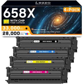 658X Toner Cartridge 4-Pack 658X W2000X W2001X W2002X W2003X Toner Replacement for HP 658X 658A Toner for Color Enterprise M751 M751n M751dn Printer (Black Cyan Yellow Magenta)