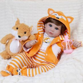 Realistic Baby Dolls 22-Inch Lifelike Baby Dolls Soft Cloth Body Lovely Real Life Reborn Baby Dolls with Clothes and Toy Accessories Birthday Gift Set for Kids 3+