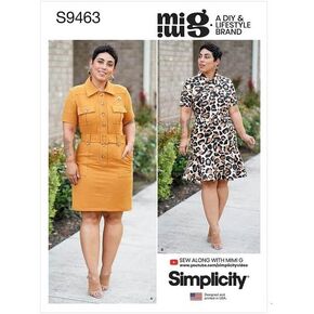 Simplicity Misses' Belt and Mini Dress Sewing Pattern Kit, Code S9463, Sizes 16-18-20-22-24, Multicolor