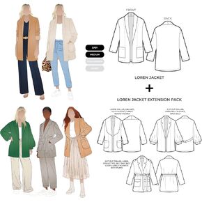 Style Arc Sewing Pattern - Loren Jacket Plus Extension Pack Bundle (Sizes 18-30)