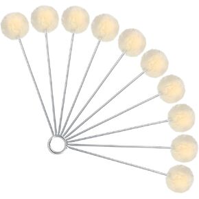 10 PCS Wool Daubers Ball Brush Leather Dye Tool with Metal Handle, Leather Dye Applicator for DIY Crafts Projects Wool Balls Brush Leathercraft Tools and Supplies for DIY Crafts Projects Shoe Polish