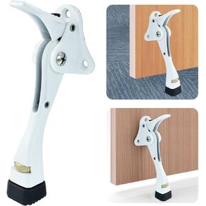 1 Pack Kick Down Door Stopper, White Heavy Duty Kickdown Door Stop for Bottom of Door Adjustable Door Stopper with Non-Slip Rubber Tip(4 Inch)