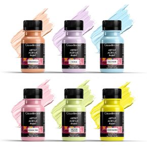 GRANOTONE Pastel Acrylic Paint Set - 6 Beautiful Colors, 50 Ml Each - Perfect For Artists And Crafters - Multicolor