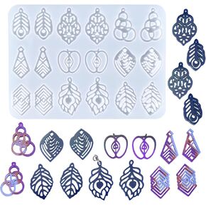 Angel Wings Different Shape Silicone Earring Molds Beautiful Flower Leaves Silicone Keychain Mold Earrings Mold for UV Resin Epoxy Resin