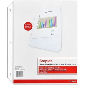 Staples Medium Weight Sheet Protector, 8.5-inch x 11-inch, 3/Pack (ST16935/16935VS)