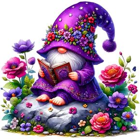 AMORARS Gnome Diamond Painting Kit for Adults, 5D Gnome Book Diamond Art Beginners - DIY Full Diamond Dot Gem Art Paintings, Suitable Gifts, and Home Decoration Crafts, 12x12Inch