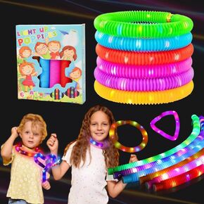 6PCS Multicolor Light Up Glow Necklaces Bracelets Party Favors Accessories for , Glow Sticks Pop Tubes for kids,Glow Birthday Camping Wedding Party Supplies Decorations for Boys Girls in Saudi Arabia