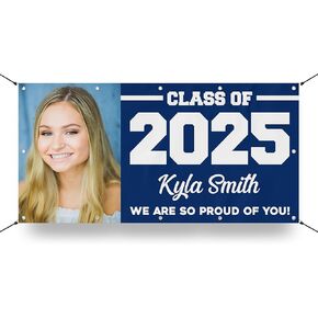 Class of 2025 Graduation Vinyl Banner Personalized Sign, Customizable School Colors, Custom Photo - Milweb1 (2'x4')