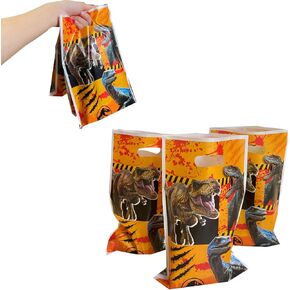 LYK 30pc Dinosaur Gift Bags: Dinosaur-Themed Party Gift Bags, 9.8x6.3 Inches, Orange, Polypropylene, Birthday, Holidays