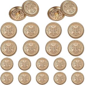 20 Pieces Gold Buttons for Blazer Set 23mm 18mm Men Metal Suit Buttons for Blazer, Suits, Sport Coat, Uniform, Jacket