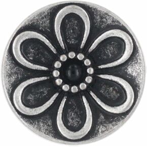 Bezelry 12 Pieces Concave Flower Pattern Metal Shank Buttons. 15mm (19/32 inch) (Antique Silver)