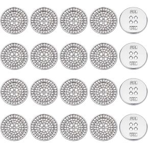 MAYJOYDIY 20 Pcs Silver Flat Round Rhinestone Buttons 0.5 Inch 4-Hole Platinum Rhinestone Embellishments Flatback Handcraft Fasteners for Shirts Bags Jeans Jewelry Making