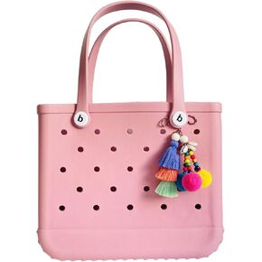 QTMY Pom Pom Tassel Charms for Bogg Bag Accessories Rubber Beach Bag, Boho Purse Charms,21